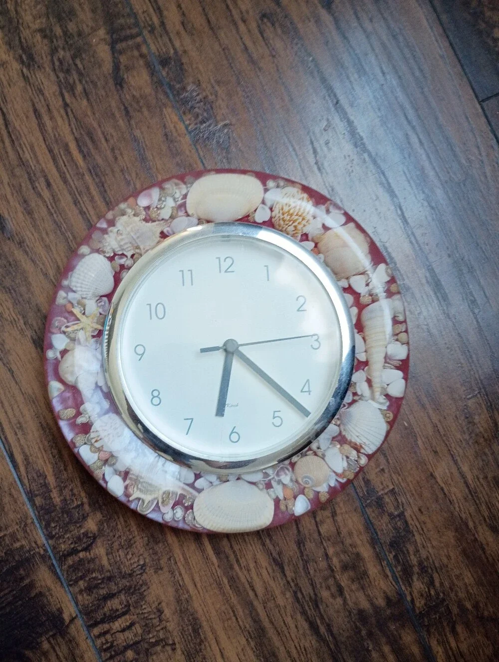 Seashell Accent Wall Clock Pink Marble
